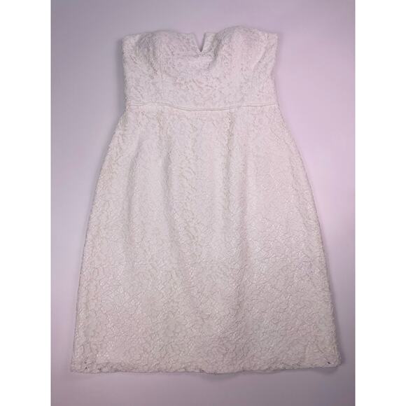 Donna Morgan Collection White Strapless Lace Sweetheart Mini Dress Size 6 - Picture 7 of 14